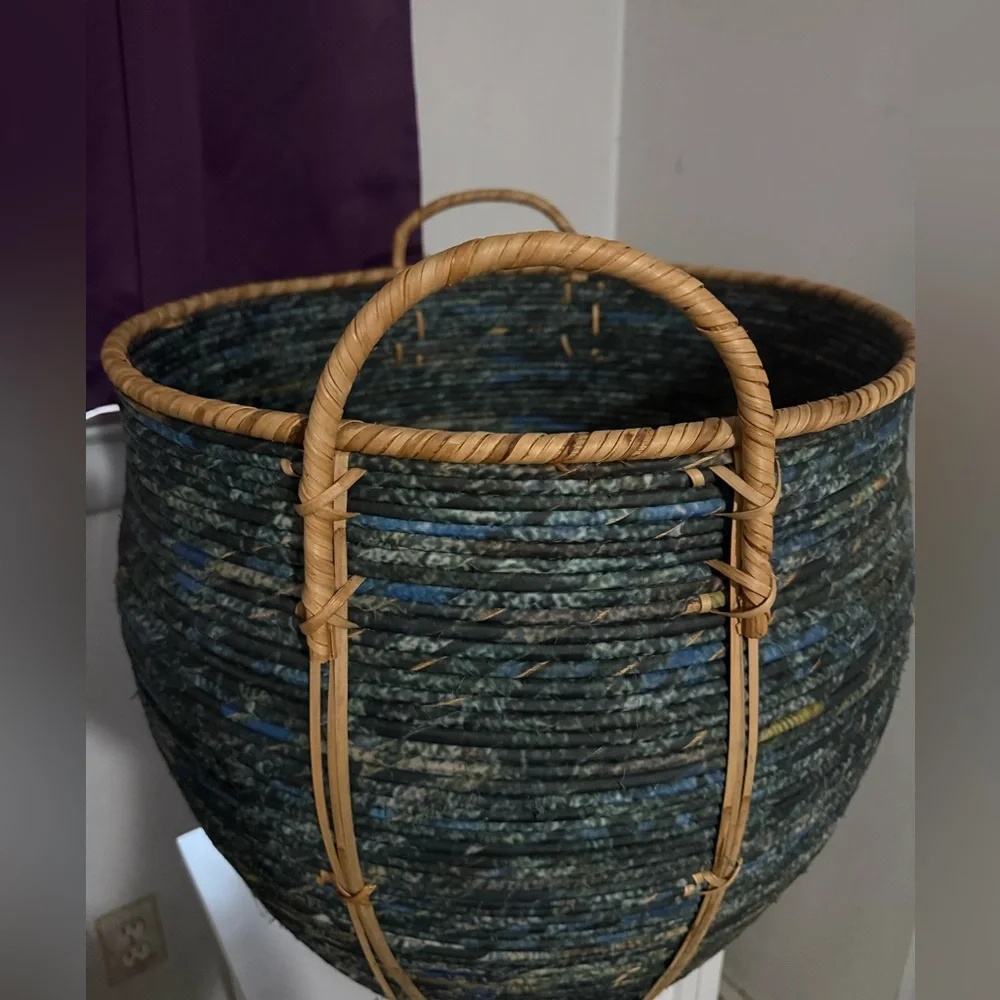 Artisan handmade in Vietnam rattan lidded basket